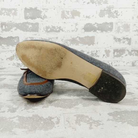 J Crew Grey with Brown Trim Calf Hair Lofers i351 - Picture 7 of 10